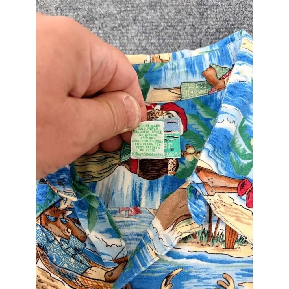 Vintage Reyn Spooner Christmas Santa Short Sleeve Hawaiian Camp Shirt - Size XL